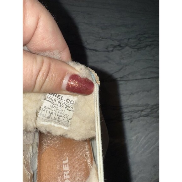 Sorel Joan of the Arctic Chelsea Wedge Heel Lined Boots Booties Beige Womens 7 - Picture 8 of 8